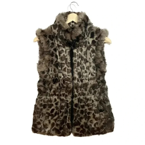 NWOT Jocelyn Reversible Leopard Fur Wool Vest - Picture 1 of 3